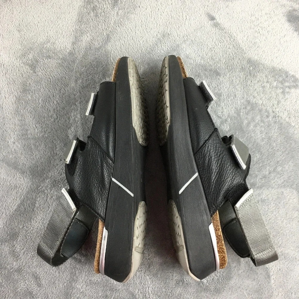 Naot Apollo Women 41 L10 Black Silver Metallic Leather Strappy Sport‎ Sandals